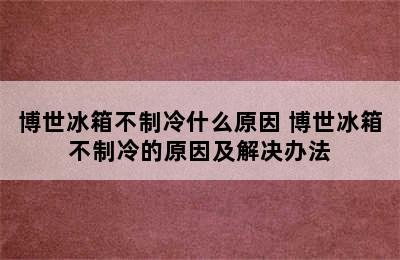 博世冰箱不制冷什么原因 博世冰箱不制冷的原因及解决办法